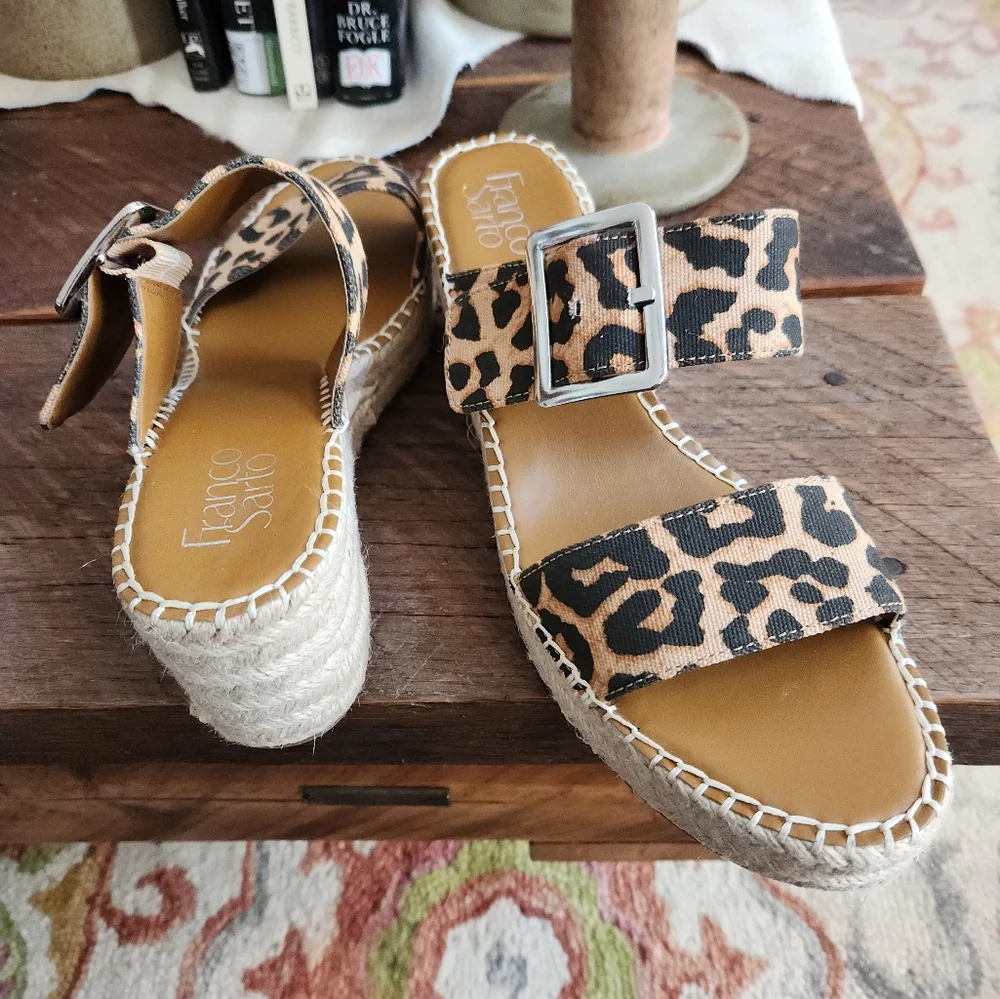 Franco Sarto‎ Leopard Espadrill Style Sandals Size 11